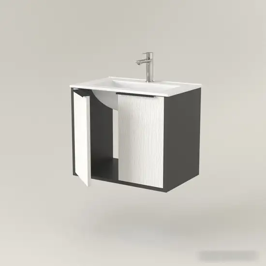 Дабер Тумба под умывальник 018 60 Т18.6.0.20Ч (белый древесный/серый/ручка черная) – фото товара