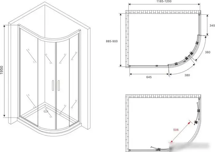 Душевой уголок Abber Schwarzer Diamant AG01129B - фото товара
