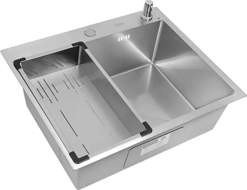 Кухонная мойка ARFEKA Eco AR мойка 600*500, коландер G, дозатор Satin Decor Volcanic - фото товара