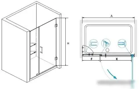 Душевая дверь RGW HO-012 90 (прозрачное стекло) - фото товара