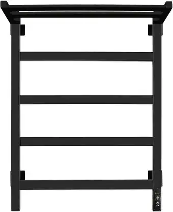 Полотенцесушитель Granula Квадро 50x60 с полкой (терморегулятор, черный матовый) - изображение в каталоге