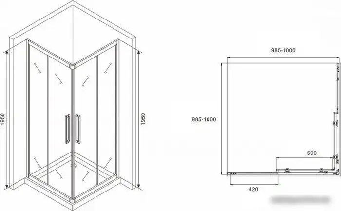 Душевой уголок Abber Schwarzer Diamant AG02100BH - фото товара