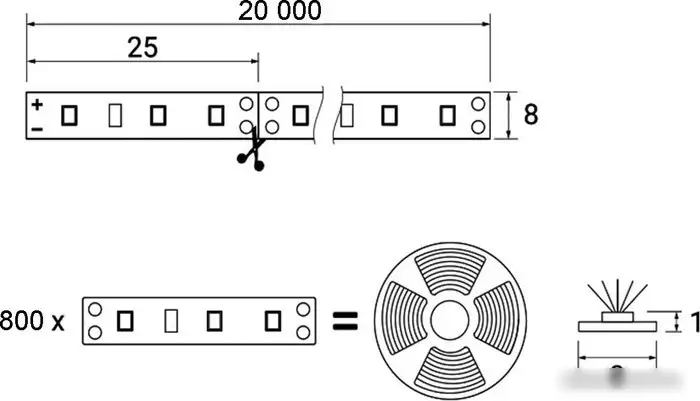 Светодиодная лента AKS AKS 9.6 W/m (20м, холодный белый)
