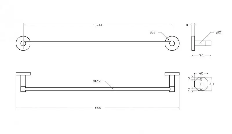 Держатель для полотенца Cezares RELAX-TH-65-GM (оружейная сталь) – фото товара