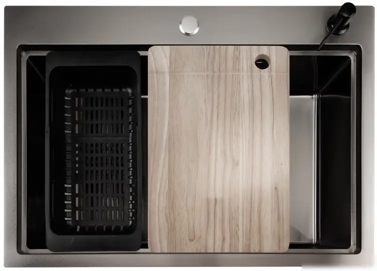Кухонная мойка Stellar S7050NB-A (нано черный, c доской) - фото товара