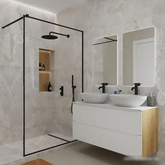 ЗОВ Тумба под умывальник Дион 120 D120LHO0M9003GKV5-KP13W (белый глянец/дуб) – фото товара