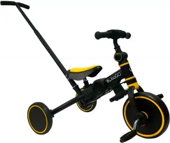 Беговел-велосипед Bubago Flint BG-FPY-109-11 с ручкой (черный/желтый) – изображение в каталоге