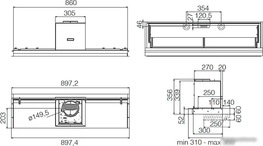 Кухонная вытяжка Elica Lever IX/A/86 PRF0160152 - фото товара