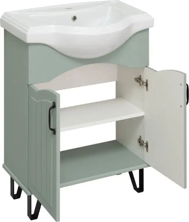 Runo Тумба с умывальником Runo Марсель 65 + Классик 65 (напольная, мята) – фото товара