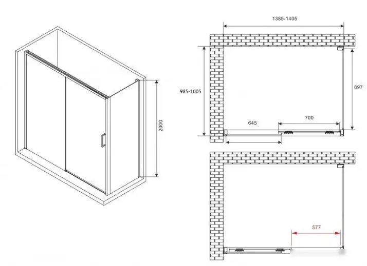 Душевой уголок Abber Komfort AG93140B-S102B - фото товара