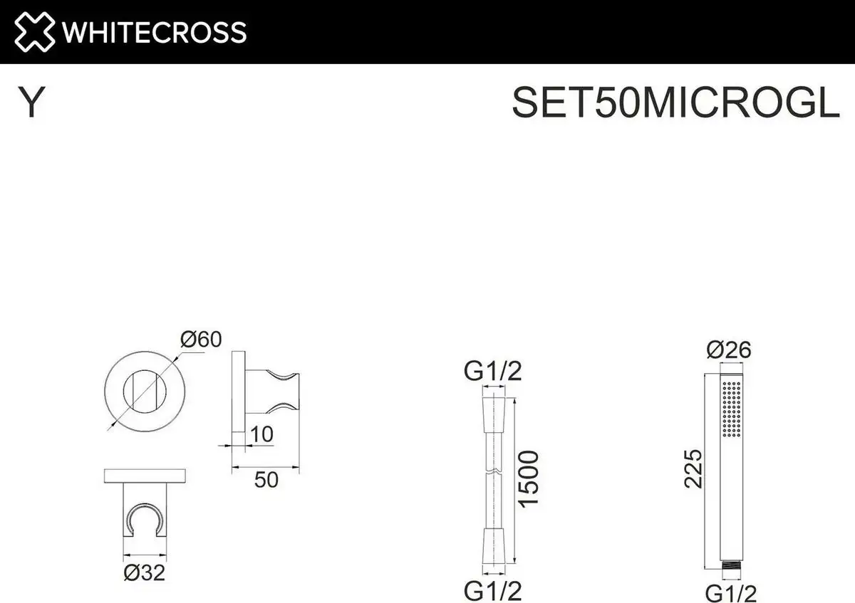 Душевой гарнитур Whitecross SET50MICROGL (золото) - фото товара