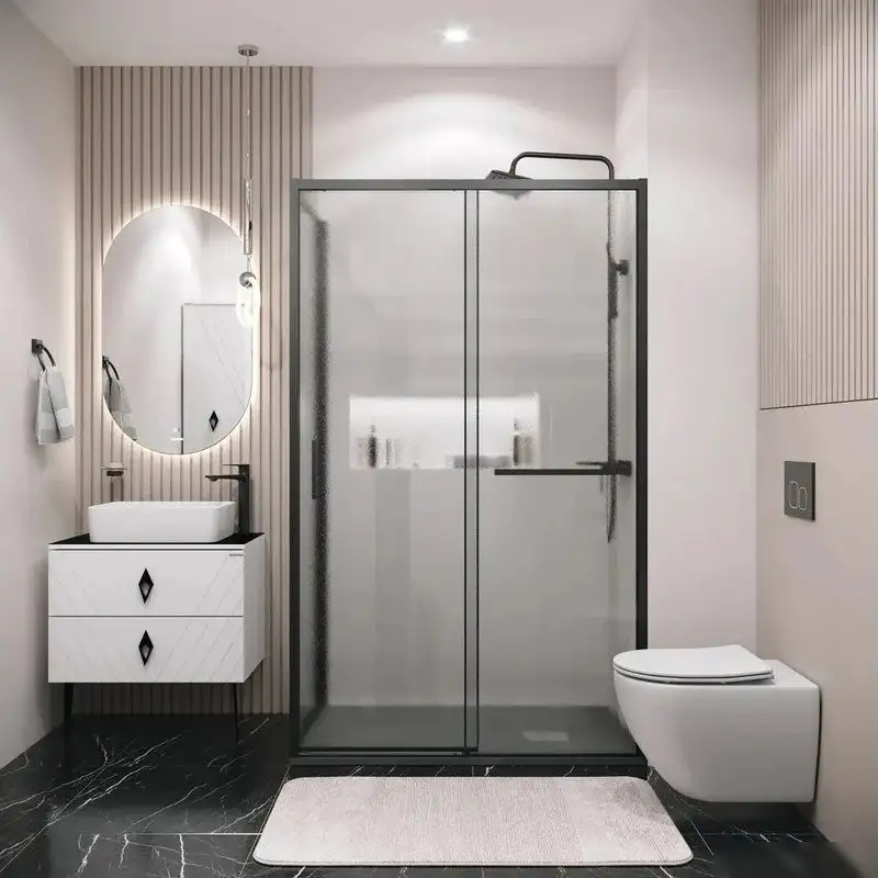 Душевая стенка Grossman Style 90x195 200.K33.05.90.21.02 (черный матовый/стекло шиншилла) - фото товара