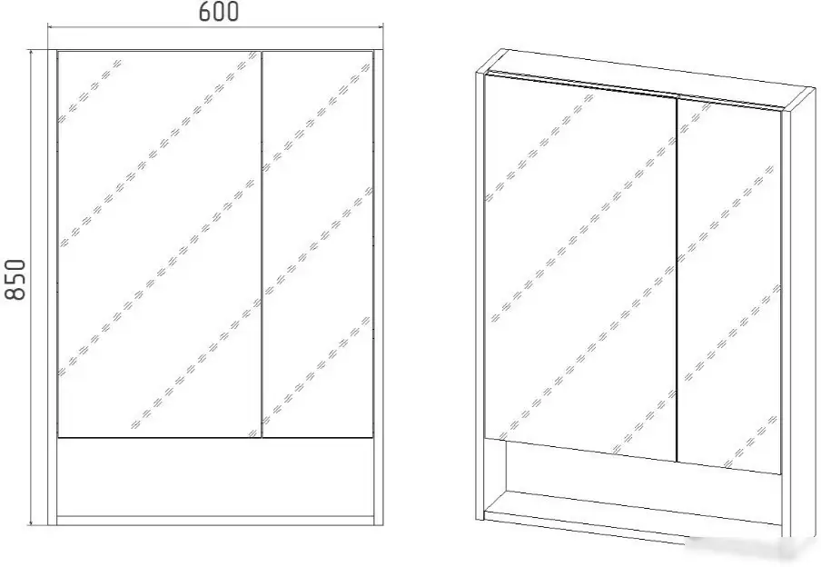 Viant Шкаф с зеркалом Мальта 60 VMAL60-ZSH – фото товара