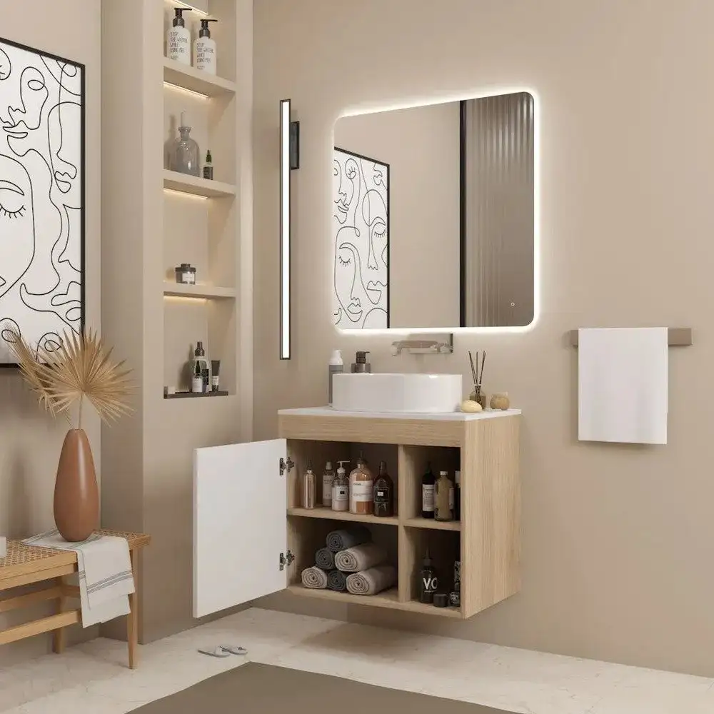 Teymi Тумба под умывальник Nura 80 T60533 (дуб эврика/белый матовый) – фото товара