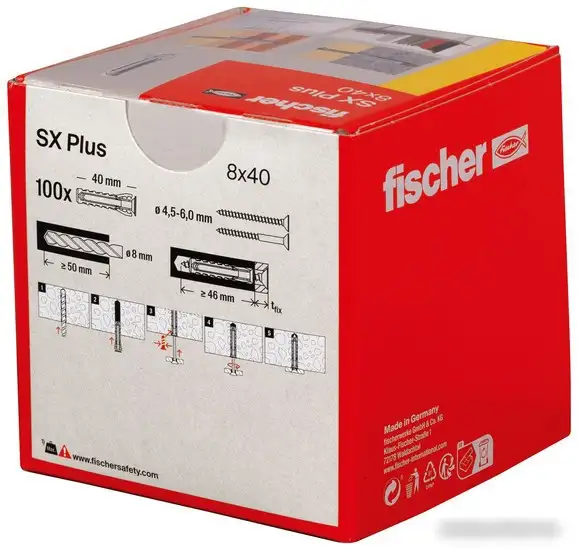 Дюбель универсальный Fischer SX Plus 8X40 568008 (100 шт) – фото товара