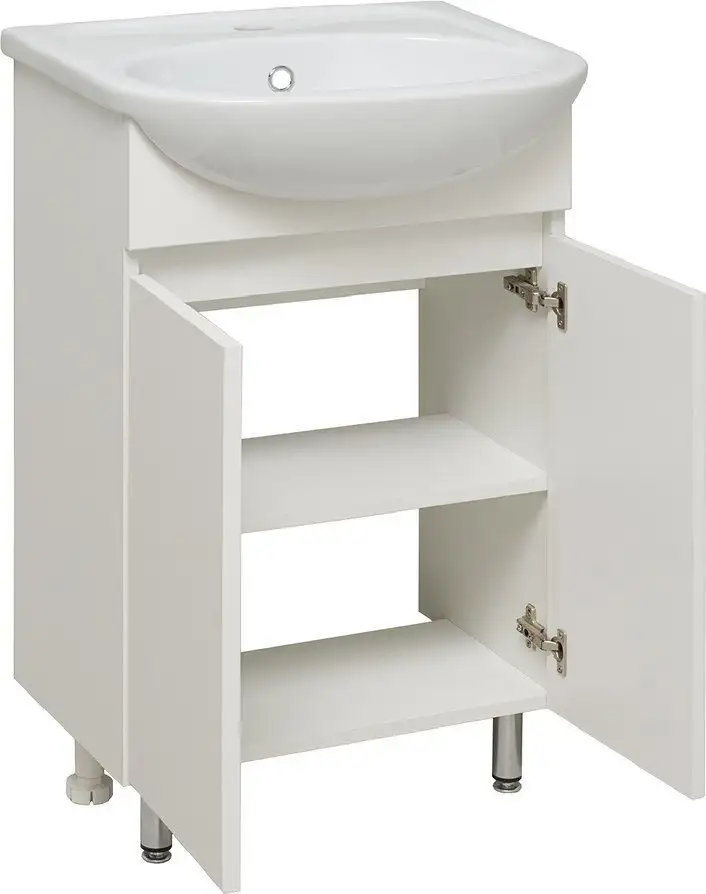 Runo Тумба с умывальником Runo Лада 50 + Уют 50 (напольная, белый) – фото товара