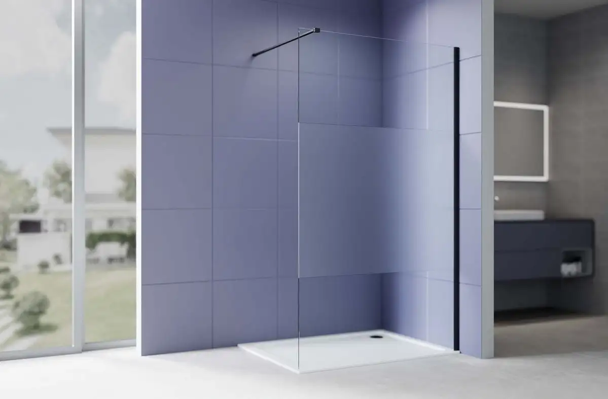 Душевая стенка Aquatek Walk in с держателем 140x200 AQ.WI.140.3BL (черный/прозрачное стекло) - фото товара
