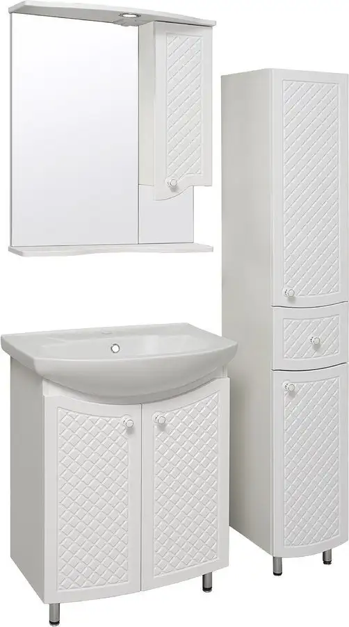 Runo Тумба с умывальником Runo Милано 65 + Элеганс 65 (напольная, белый) – фото товара