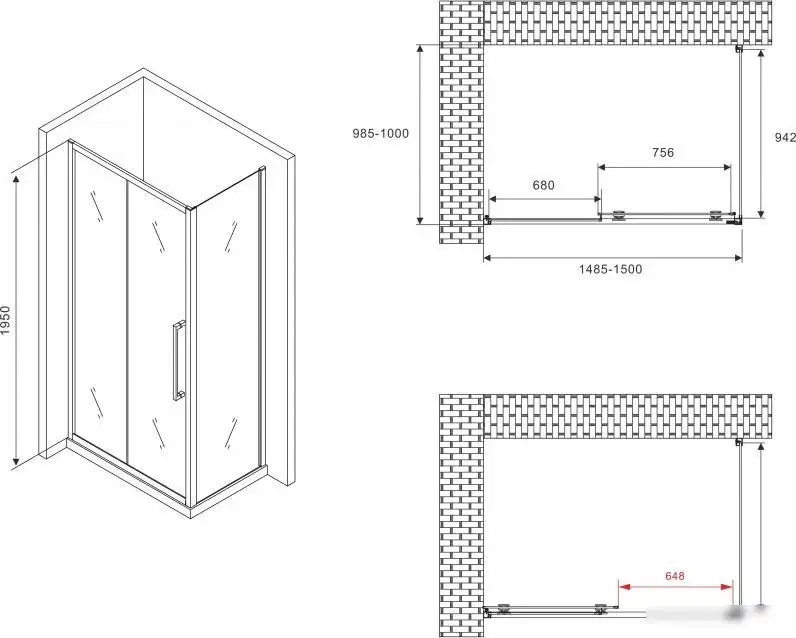Душевой уголок Abber Schwarzer Diamant AG30150MH-S100M - фото товара