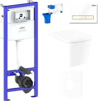 Унитаз Lavinia Boho Relfix Aveo Rimless 7 в 1 75110266 (белый/золотистый пластик) - изображение в каталоге