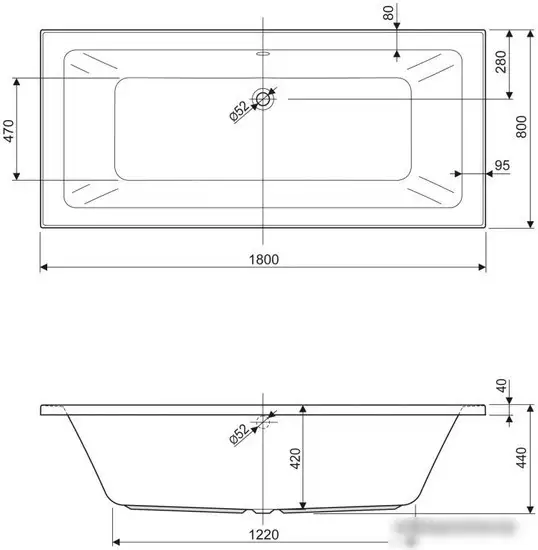 Ванна Cezares Plane Mini 180x80 - фото товара