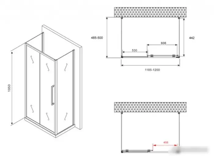 Душевой уголок Abber Schwarzer Diamant AG30120H-S50-S50 - фото товара
