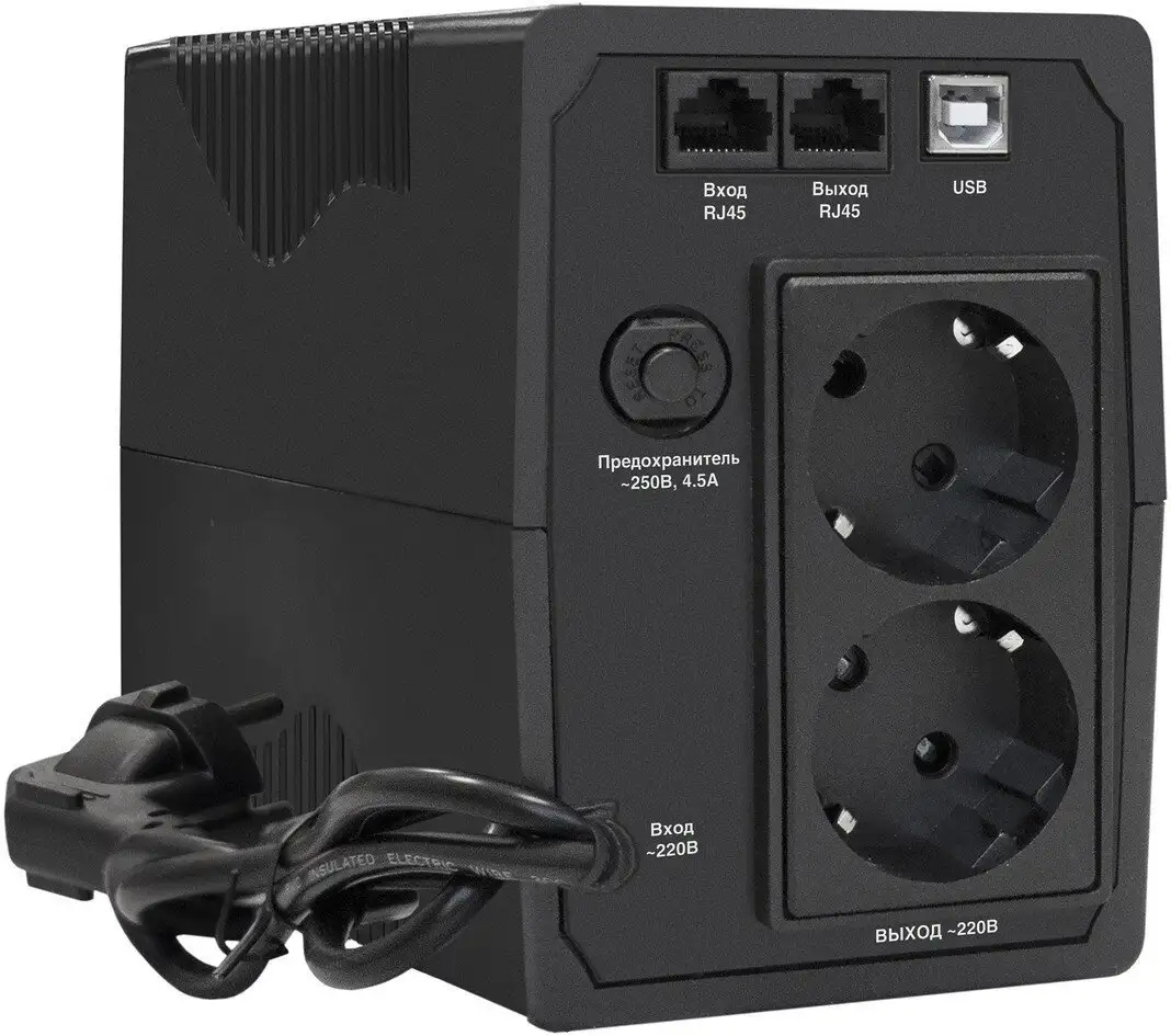 Источник бесперебойного питания ExeGate Power Back BNB-1000.LED.AVR.2SH.RJ.USB – фото товара