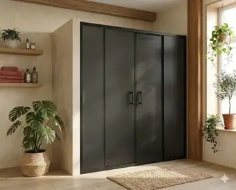Душевая дверь MaybahGlass 195x170 MGD-1822-6 (графитовое матовое стекло/черный) - изображение в каталоге