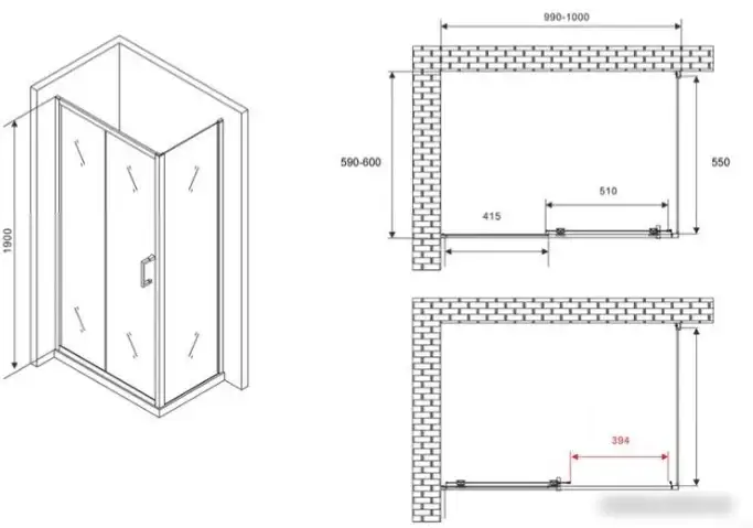 Душевой уголок Abber Schwarzer Diamant AG301005-S605 - фото товара