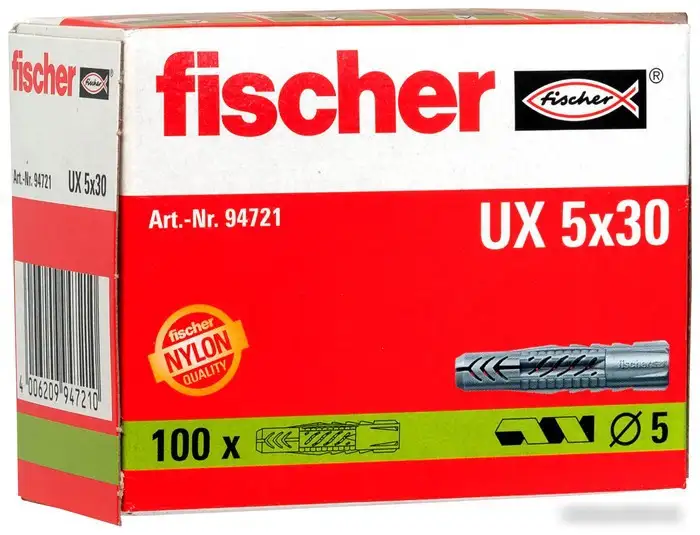 Дюбель универсальный Fischer UX 5x30 94721 (100 шт) – фото товара