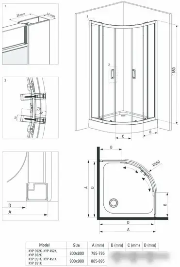 Душевой уголок Deante Funkia 80x80 KYP N52K - фото товара
