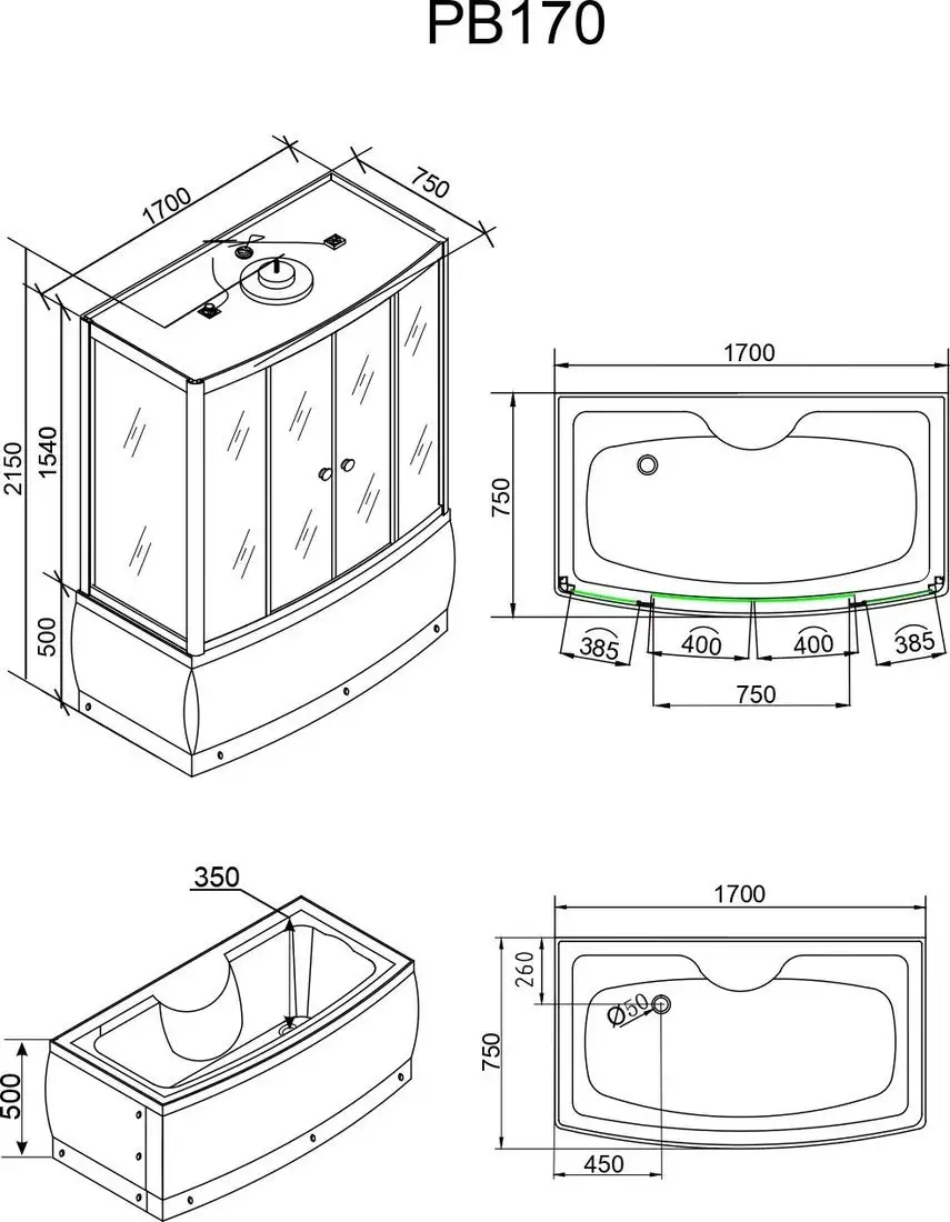 Душевая кабина Grossberg PB 170 - фото товара