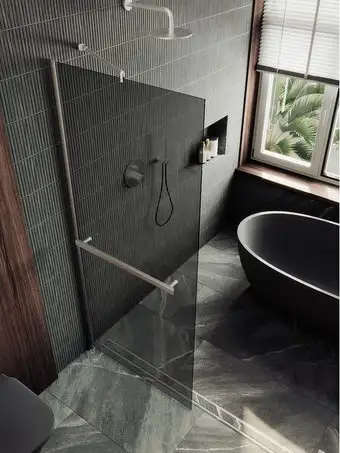 Душевая стенка MaybahGlass 89x195 MGD-735-5ш (графитовое стекло/хром матовый) - изображение в каталоге
