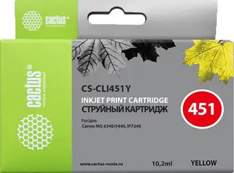Картридж CACTUS CS-CLI451Y (аналог Canon CLI-451Y) – изображение в каталоге