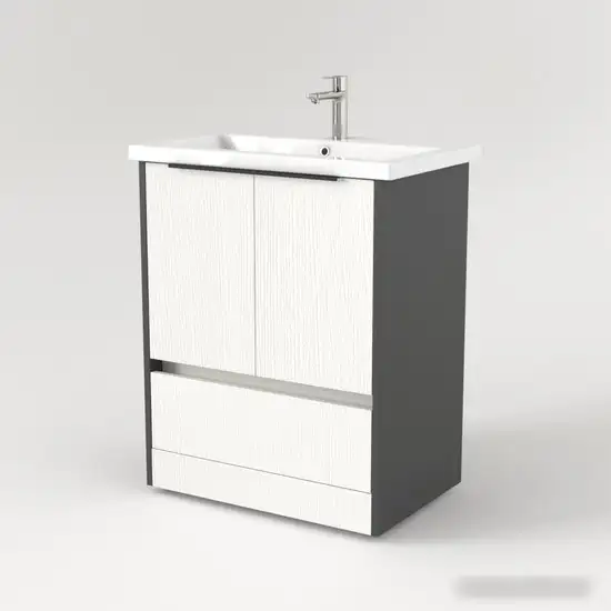 Дабер Тумба под умывальник 017 Cersanit Como 70 Т17.7С.0.20Ч (белый древесный/серый/ручка черная) – фото товара