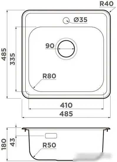 Кухонная мойка Omoikiri Notoro 48-IN (нержавеющая сталь) - фото товара