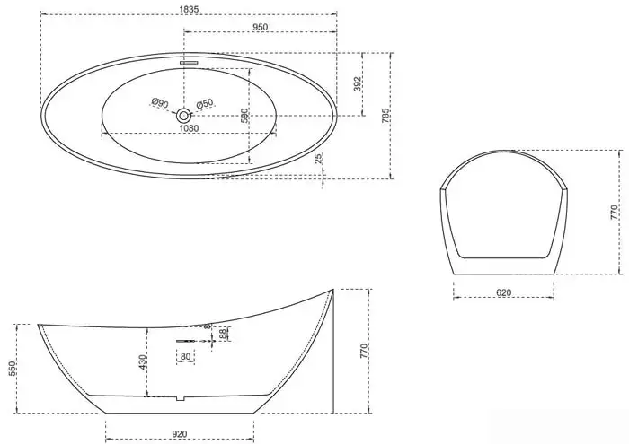 Ванна Abber AB9233G 184x79 - фото товара