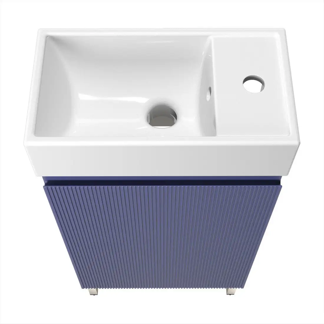 Wellsee Тумба под умывальник 3 в 1 WC Area 221804003 (тумба/матовый синий, раковина/глянцевый белый, ножки/нержавеющая сталь) – фото товара