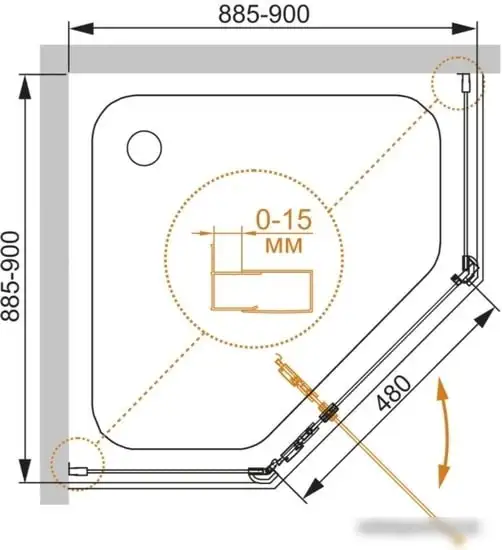 Душевой уголок Cezares Eco-O-P-1-90-C-Cr - фото товара