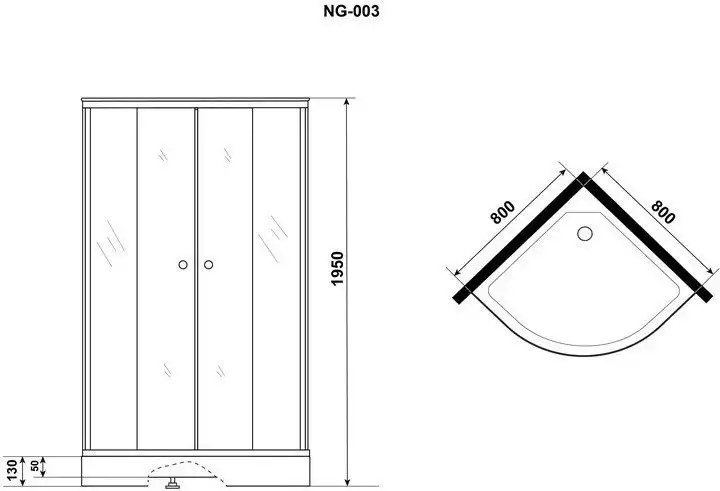 Душевой уголок Niagara NG-003-14T 80x80x195 (тонированное стекло) - фото товара