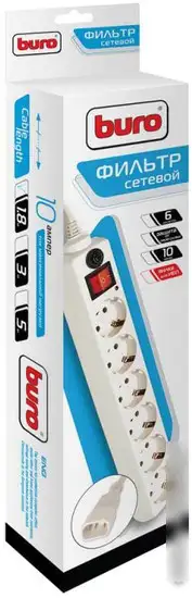 Сетевой фильтр Buro 600SH-1.8-UPS-W – фото товара