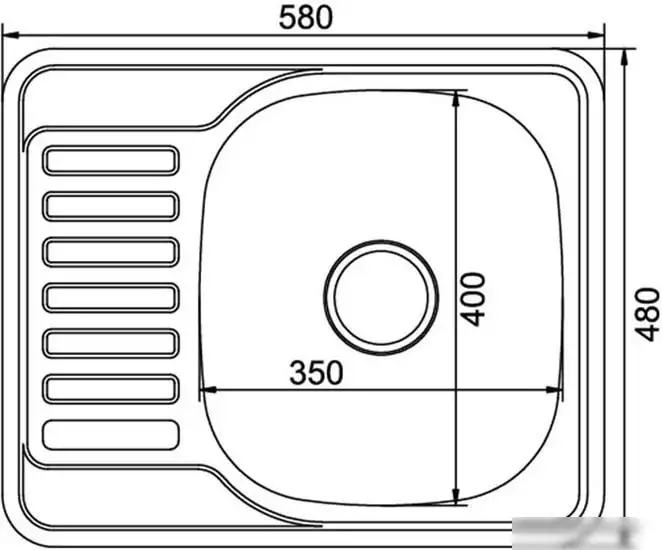 Кухонная мойка Mixline 529331 (правая, полированная, 0.6 мм) - фото товара
