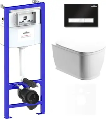 Унитаз Lavinia Boho Relfix Bell Pro Rimless 6 в 1 75110004 (черный/белый пластик) - изображение в каталоге