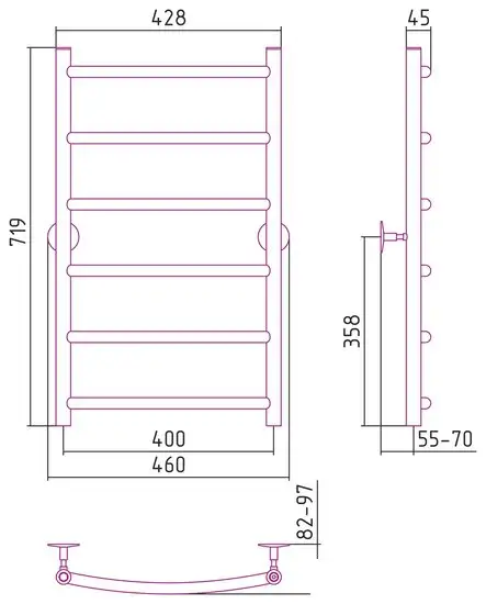 Полотенцесушитель Стилье Универсал-50 800х400 (6) Г 21 00650-8040 - фото товара