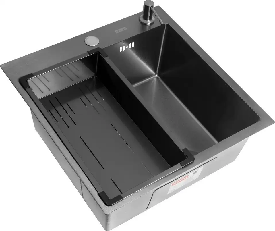 Кухонная мойка ARFEKA Eco AR мойка 500*500, коландер G, дозатор Black Decor Volcanic - фото товара