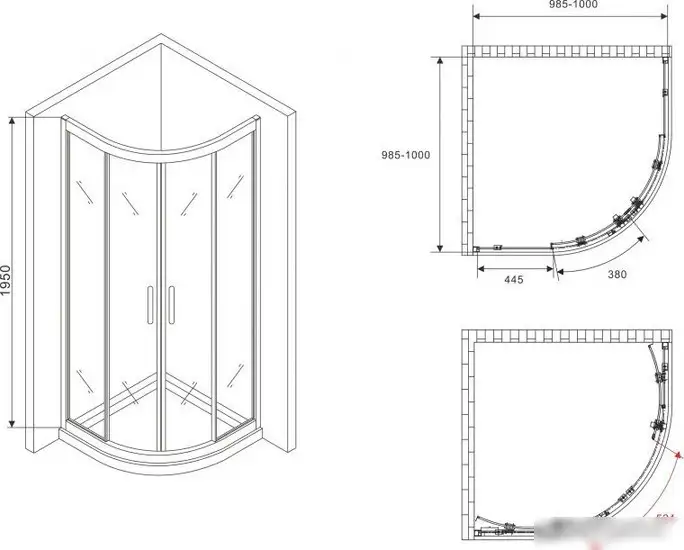 Душевой уголок Abber Schwarzer Diamant AG01100M - фото товара