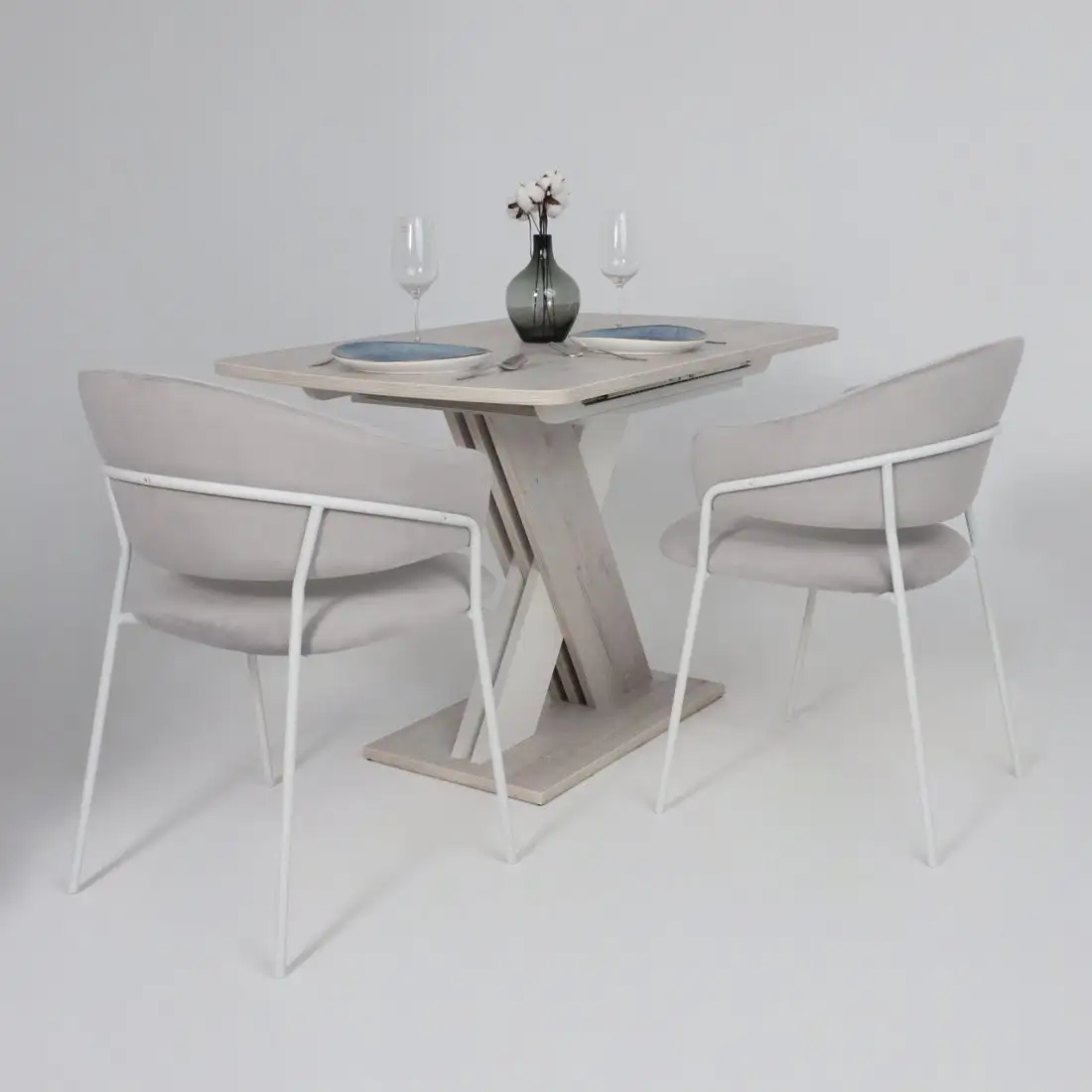 Стул с подлокотниками Алвест AV 433 (светло-серый бархат H-09/белый) – фото товара