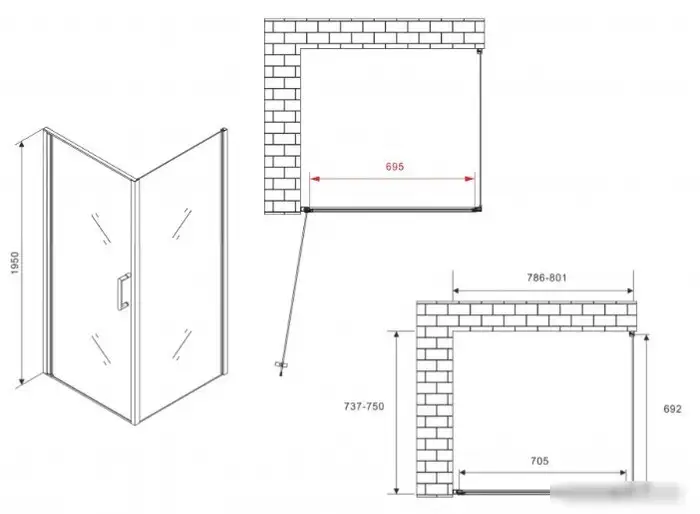 Душевой уголок Abber AG04080M-S75M - фото товара