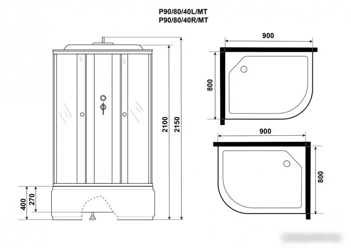 Душевая кабина Niagara Promo P90/80/40L/MT 90x80x215 - фото товара