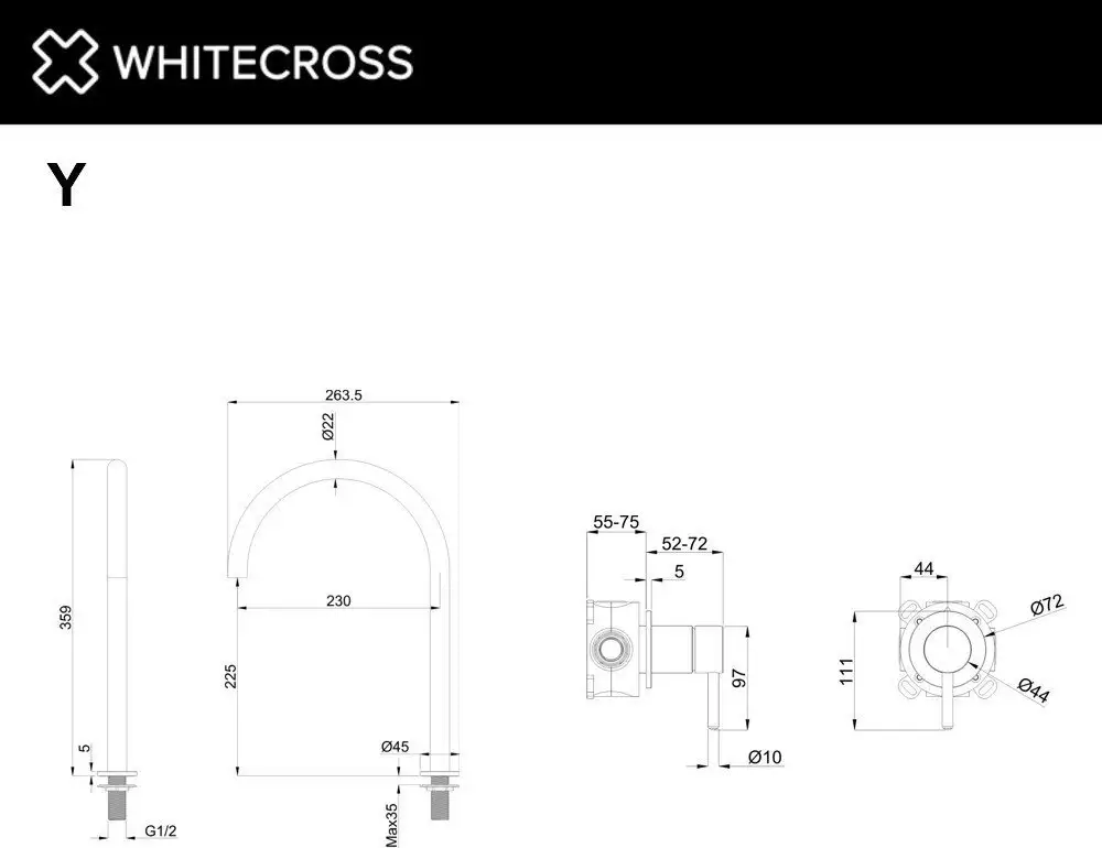 Смеситель Whitecross Y1219GLB (брашированное золото) - фото товара